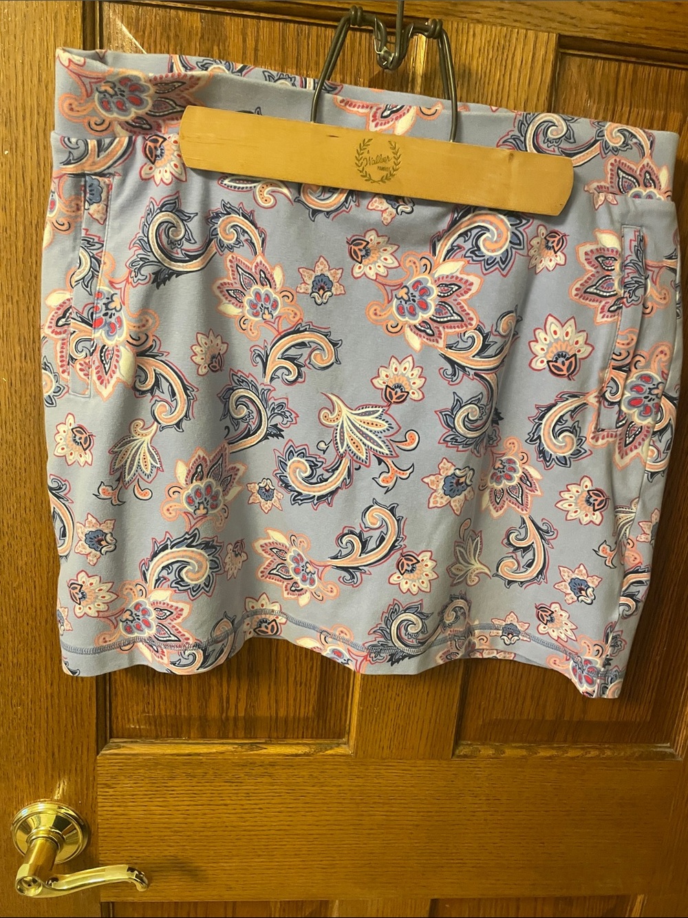Light Blue Paisley Print Women's Skort